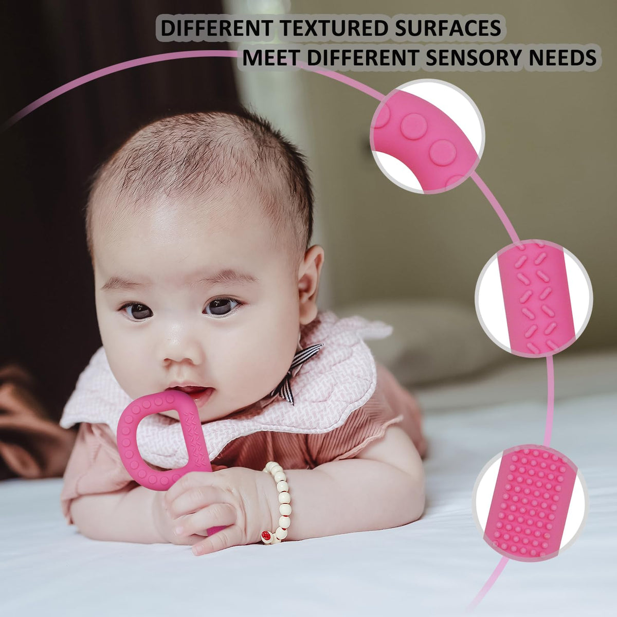 Palitos de dentición para bebés, juguetes masticables de silicona p...