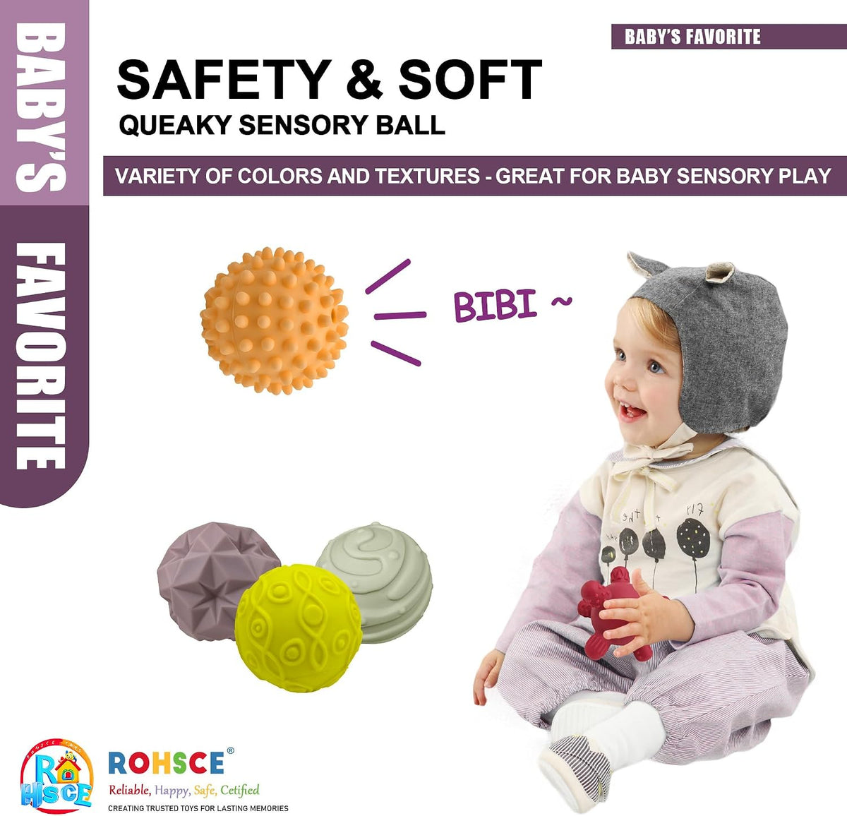 Bolas sensoriales ROHSCE para niños pequeños de 1 a 3 años, juguete...