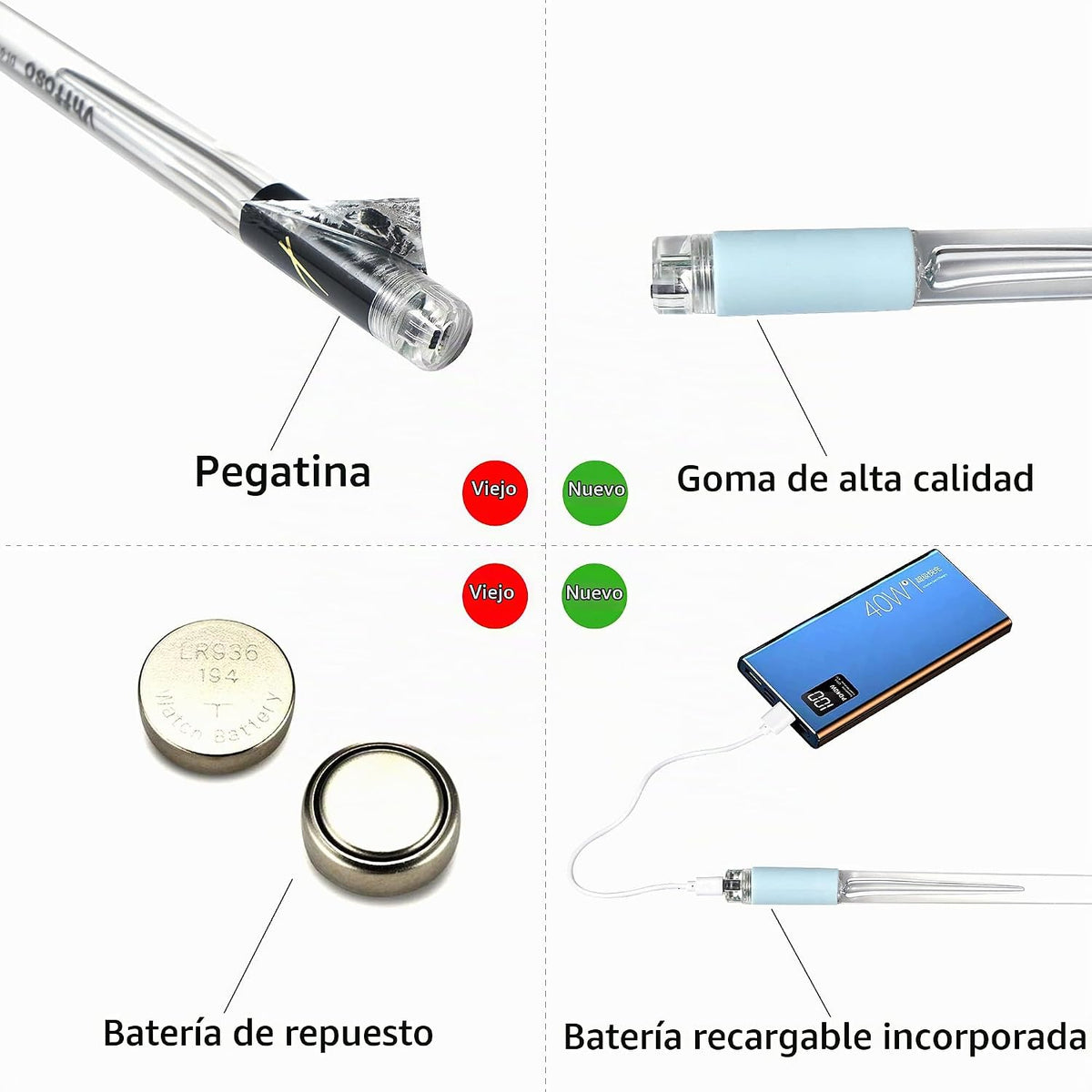 Baquetas recargables con luz LED que cambian de color con bolsa de...