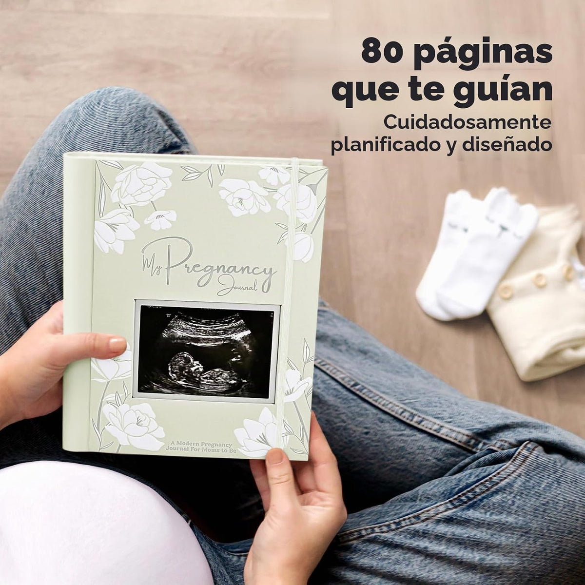 Diario de embarazo, anuncios de embarazo, 80 páginas de tapa dura (...