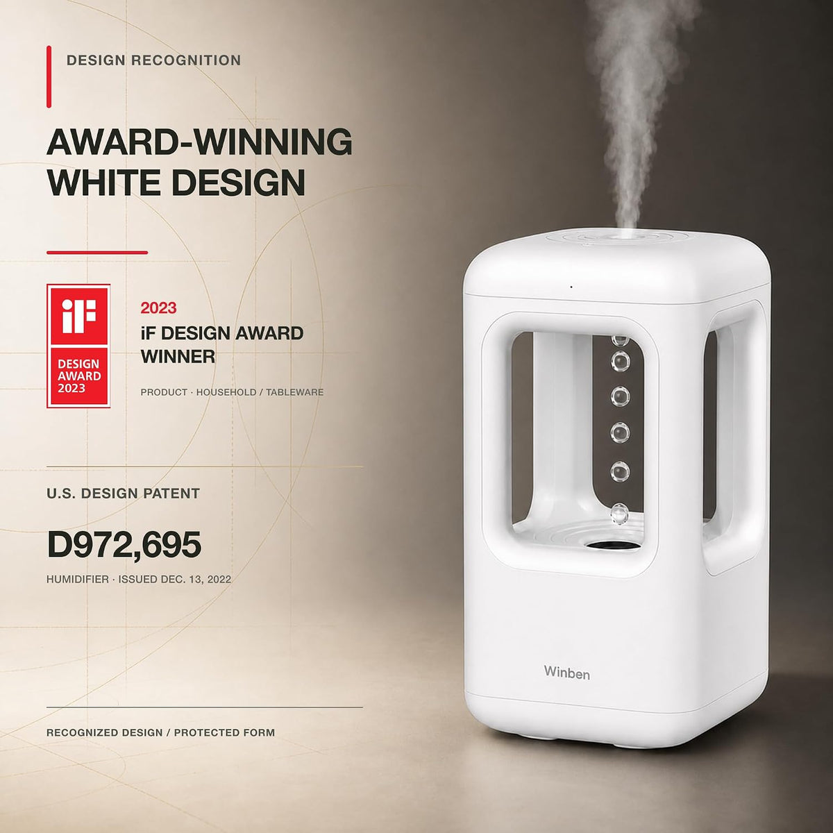WINBEN Mini humidificador de niebla fría de 20.3 fl oz con pantalla...