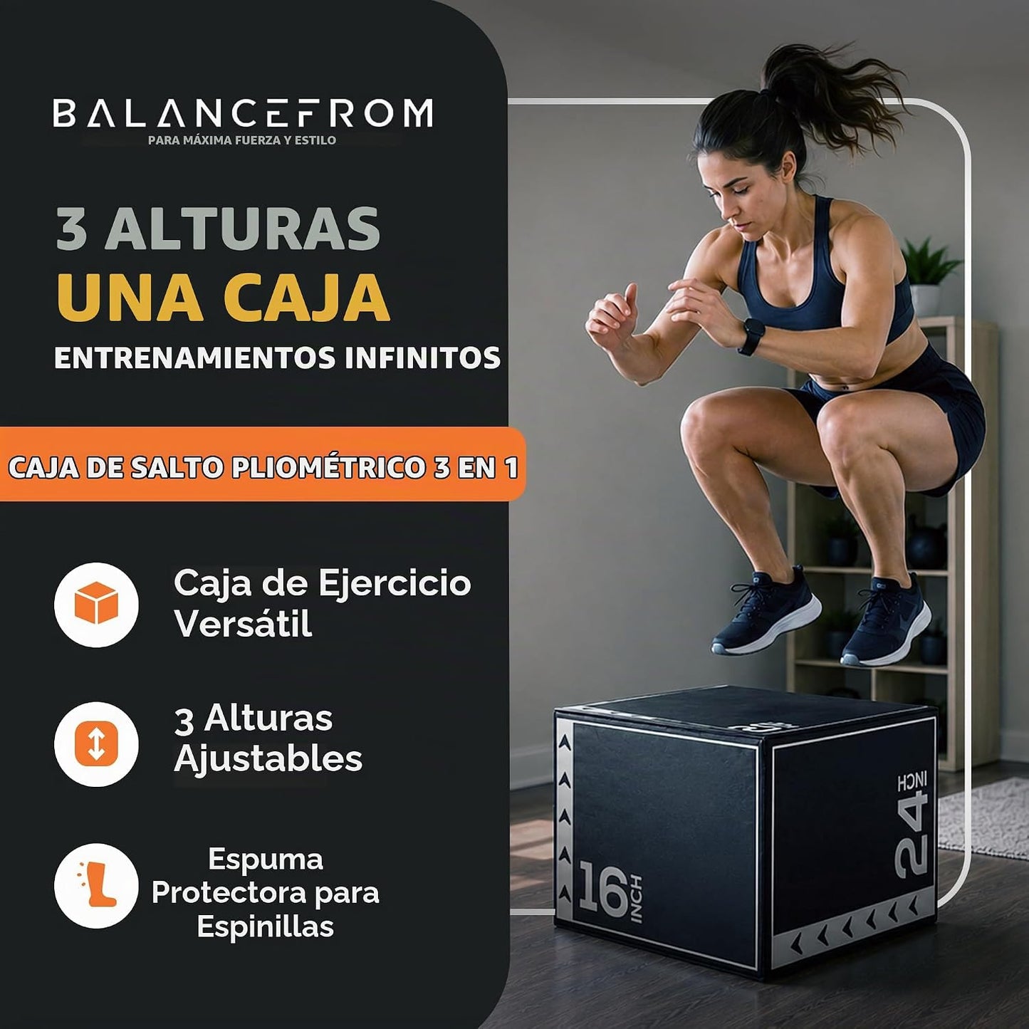BalanceFrom Caja de salto pliométrica de espuma 3 en 1 para gimnasi...