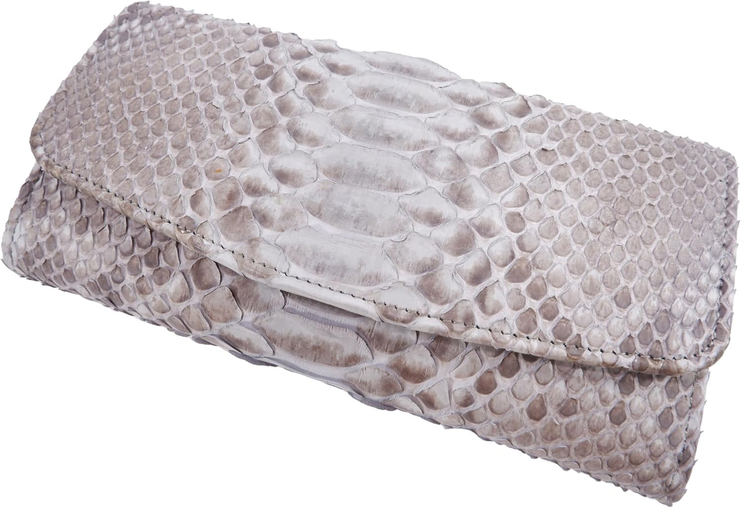 Pelgio Cartera de embrague triple de piel de serpiente de pitón aut...