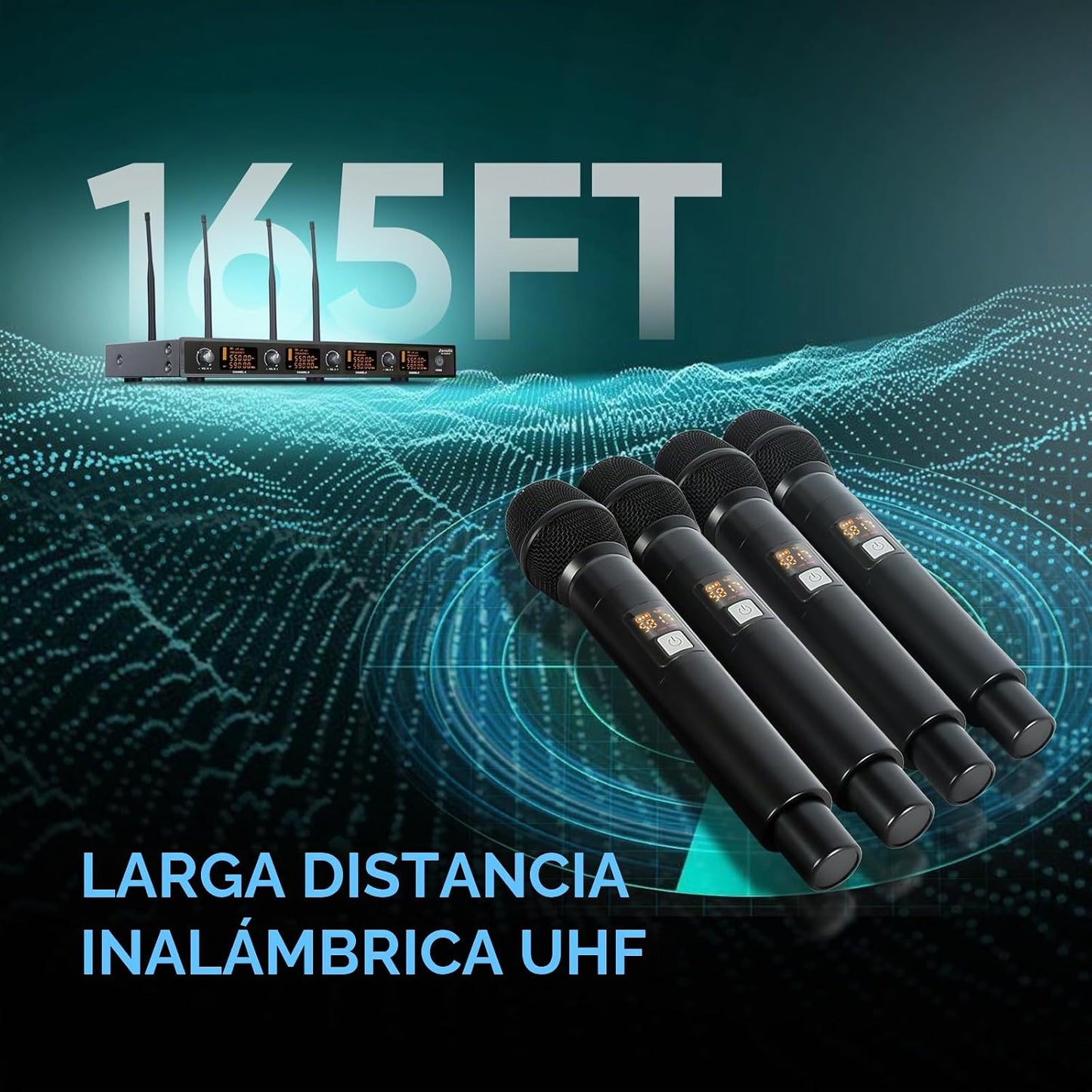 Zenolix Sistema de micrófono inalámbrico, 4 canales UHF metal inalá...