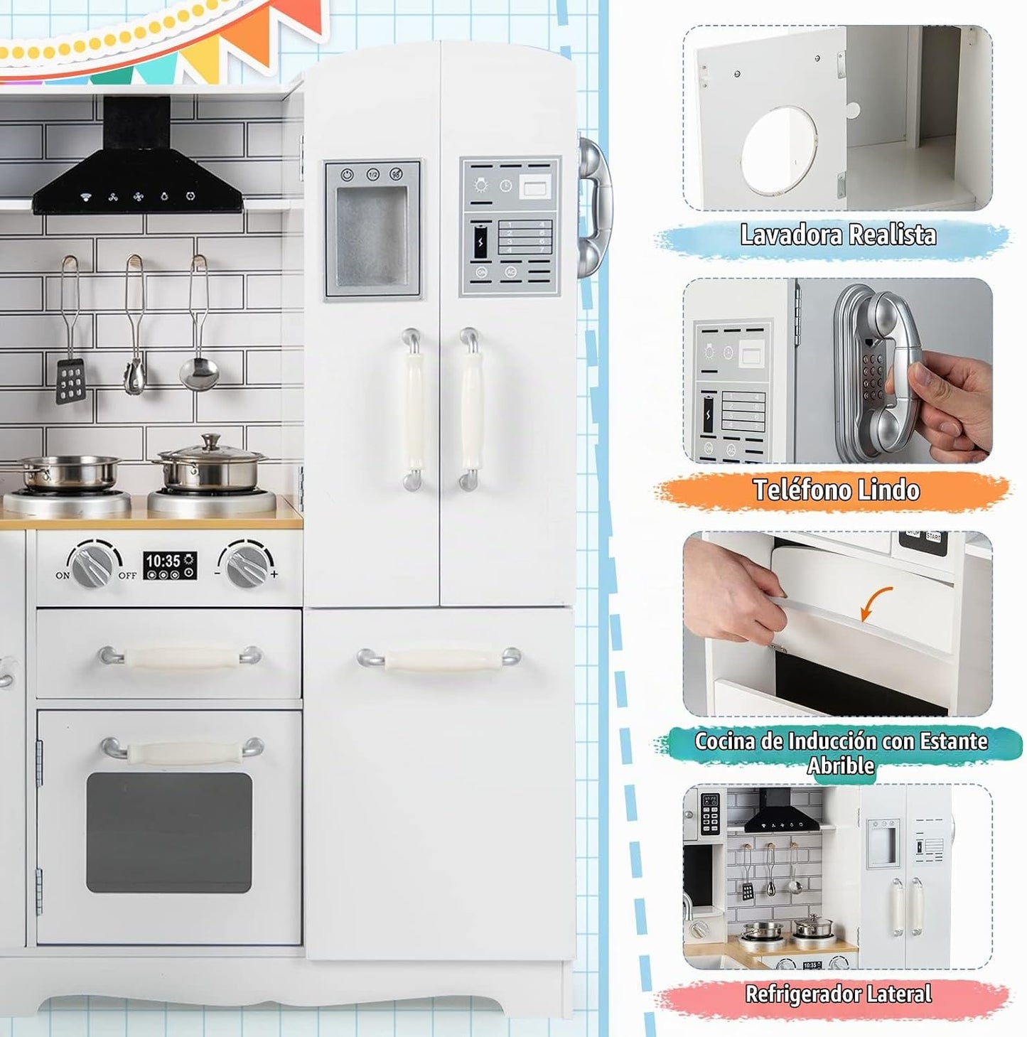 Costzon Juego de Cocina de Esquina para Niños, Juego de Cocina de M...