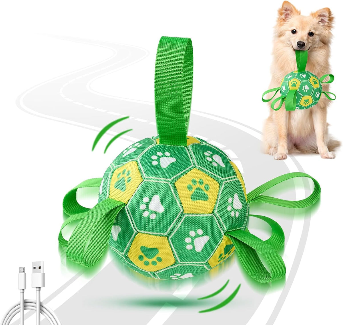 Qraxond Juguetes interactivos para perros, pelota de fútbol para pe...