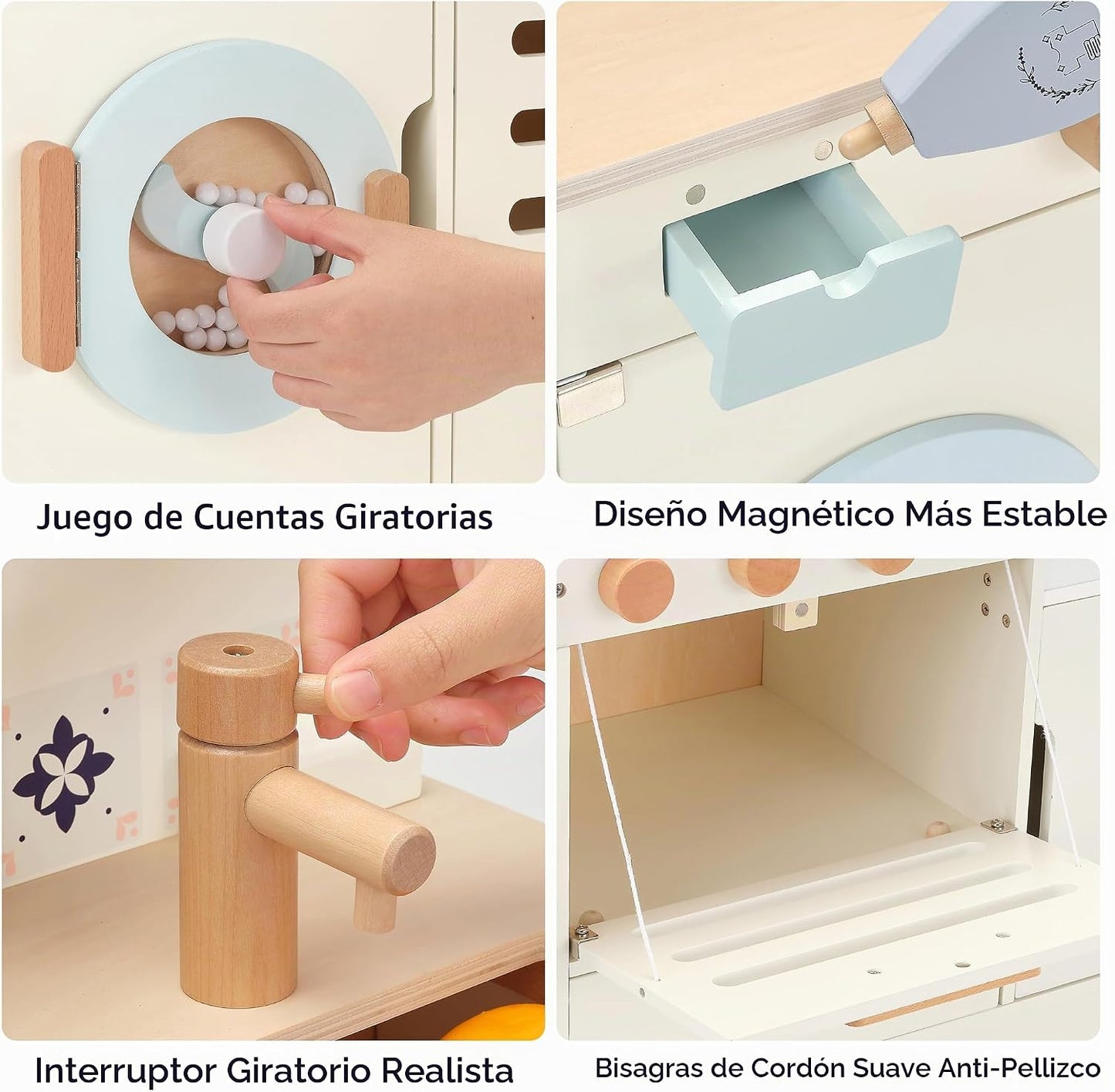 Juego de cocina de madera Pillowhale, juego de cocina grande intera...