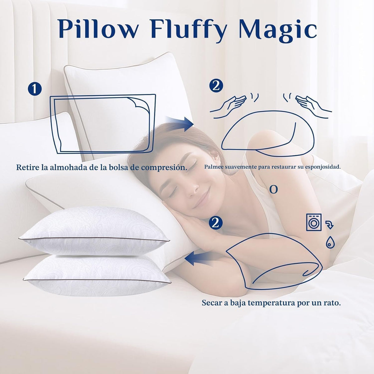 JOLLYVOGUE Juego de 4 almohadas de tamaño King, refrescantes y firm...