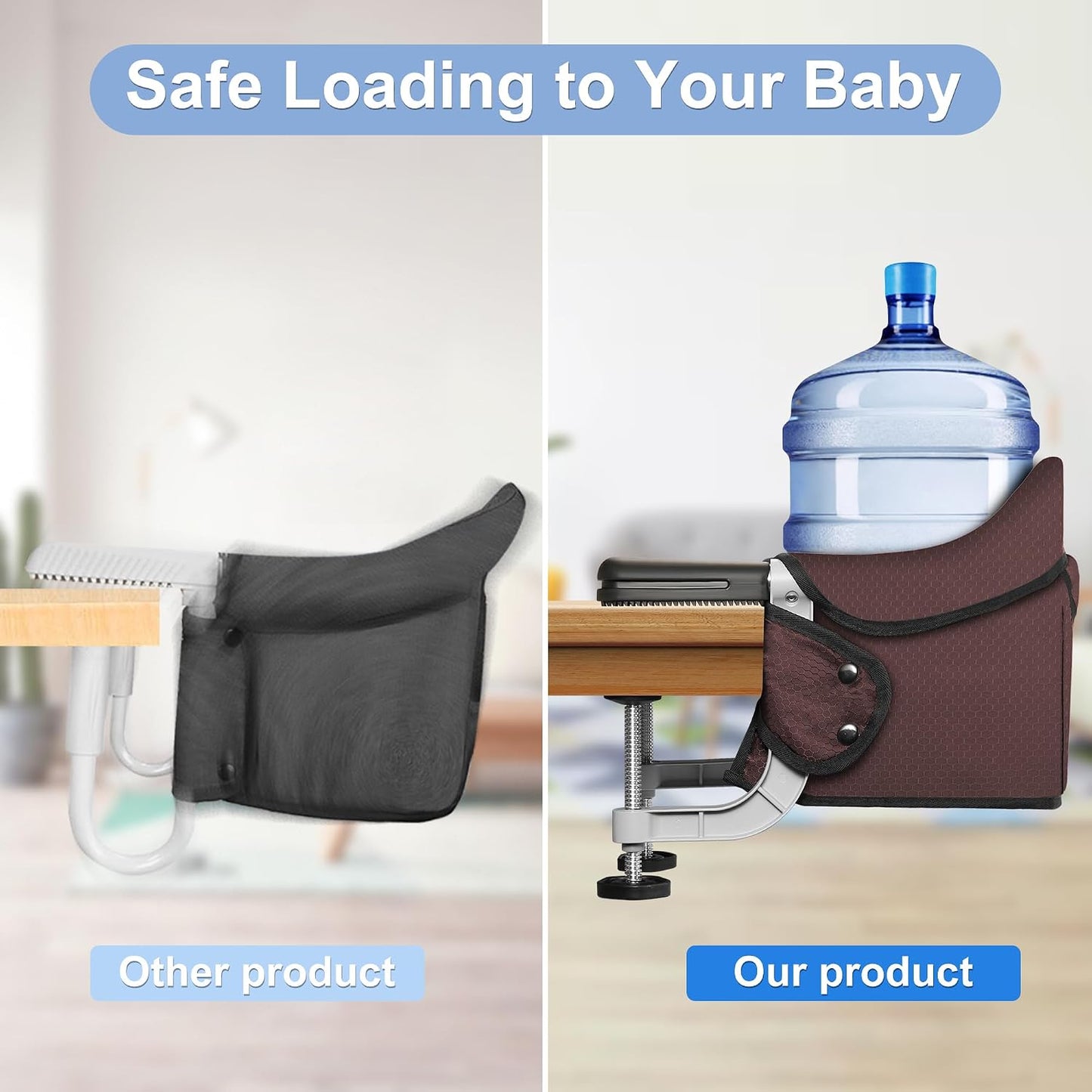 Toogel Silla alta de gancho, asiento plegable con clip de viaje par...