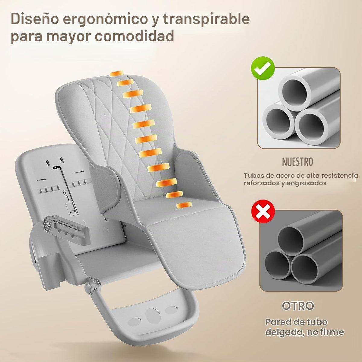 Tronas para bebés y niños pequeños, silla alta plegable para bebé c...