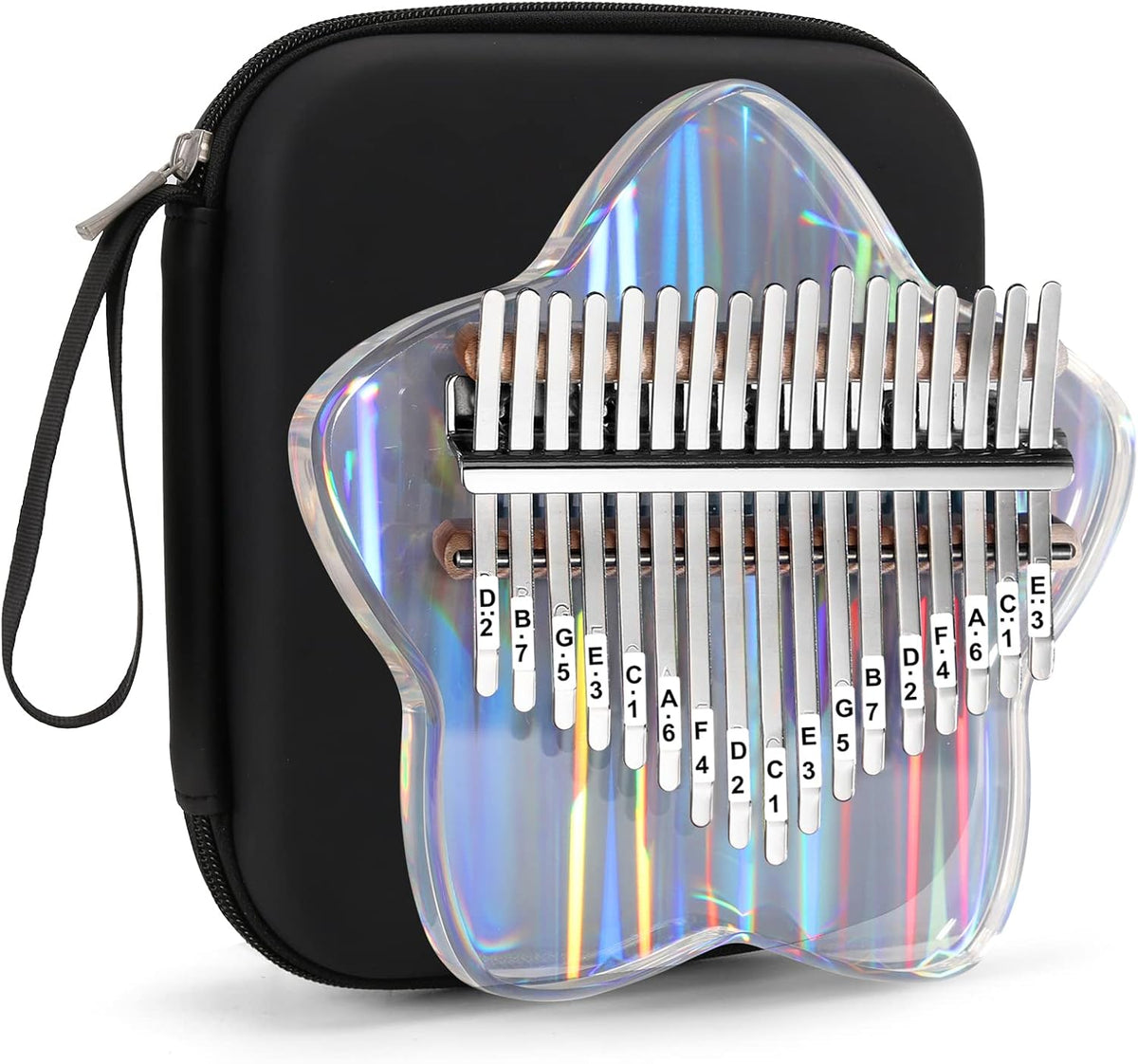 Beveetio Kalimba de Pulgar Transparente con Estuche Protector Eva,...