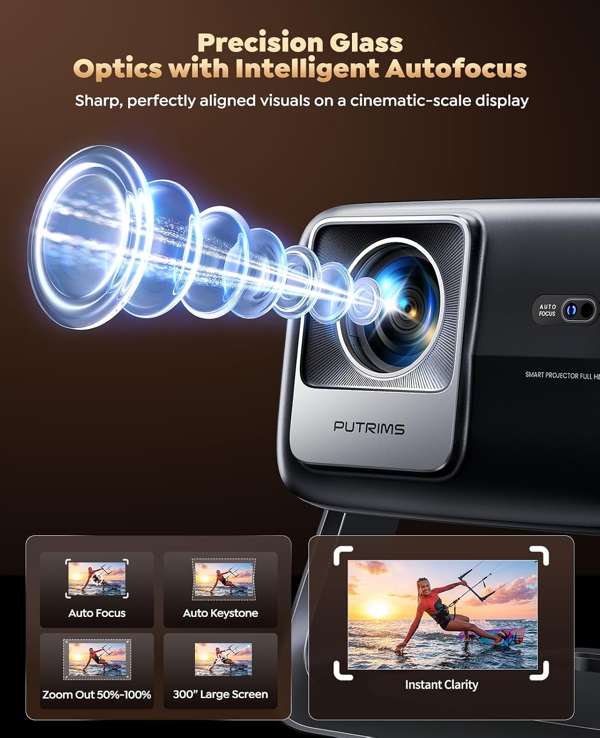 Proyector inteligente 4K [Google TV Stick integrado y soporte de 36...