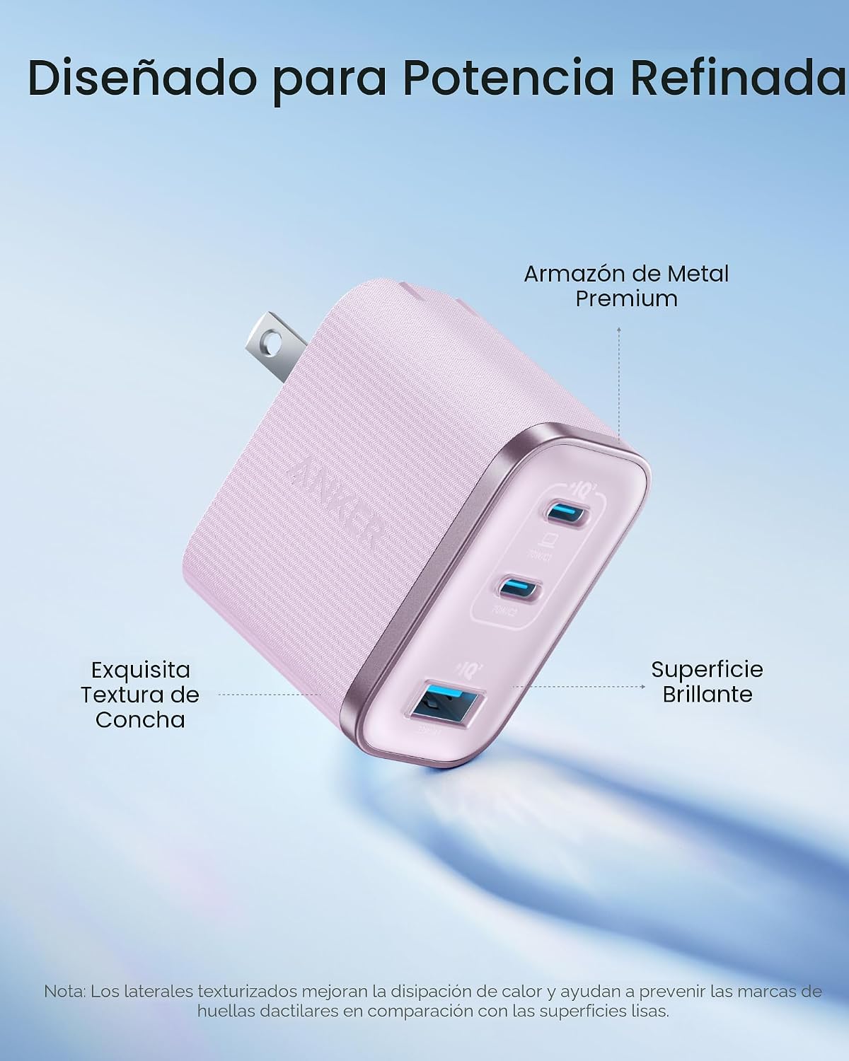 Anker Cargador rápido Nano 70W Max de 3 puertos USB C, cargador tip...