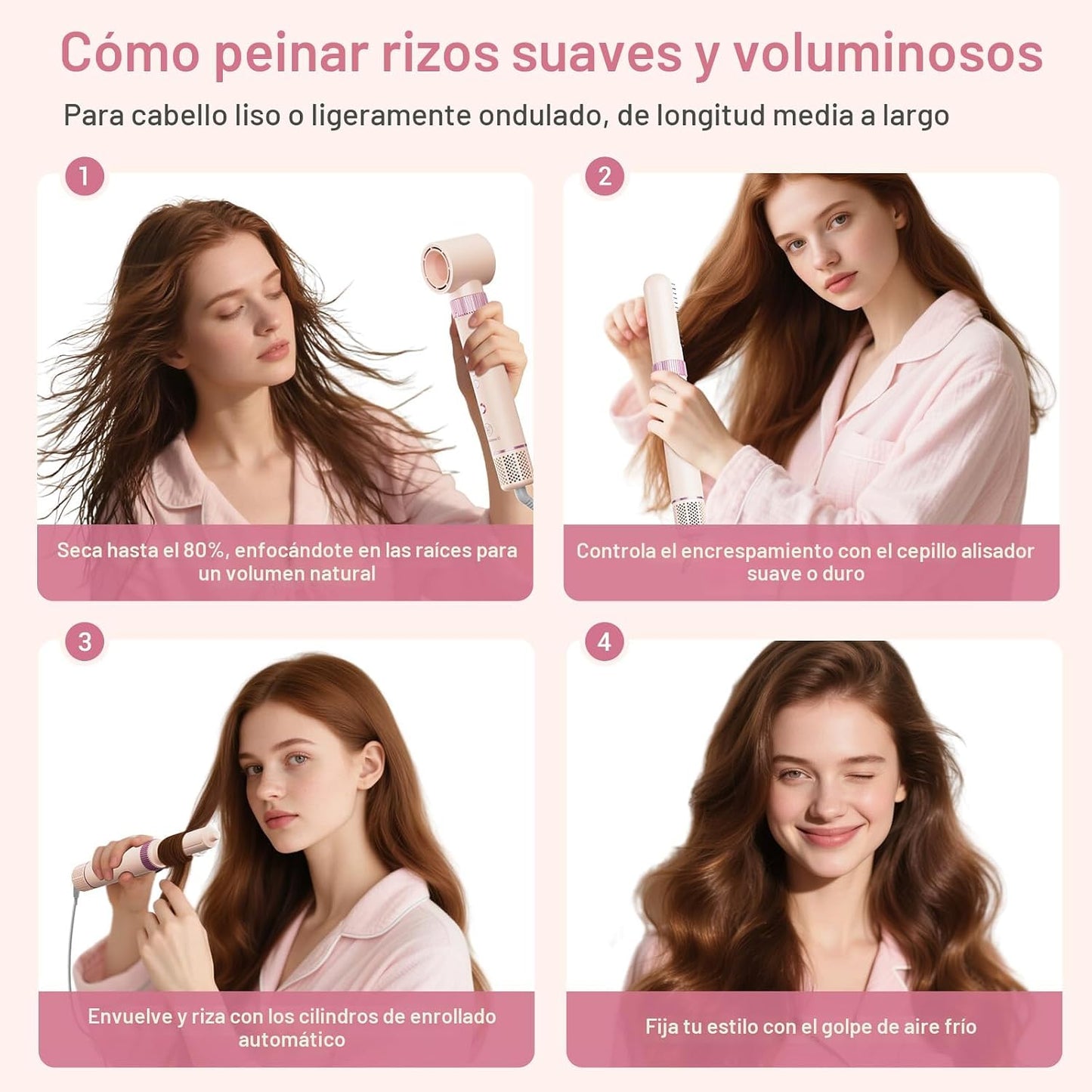 Moldeador de pelo 6 en 1, secador de pelo iónico de alta velocidad...