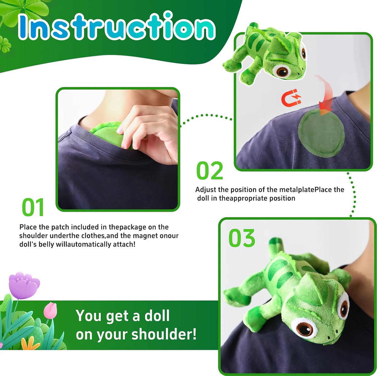 Muñecos de peluche de camaleón, para niñas y niños, de peluche de h...