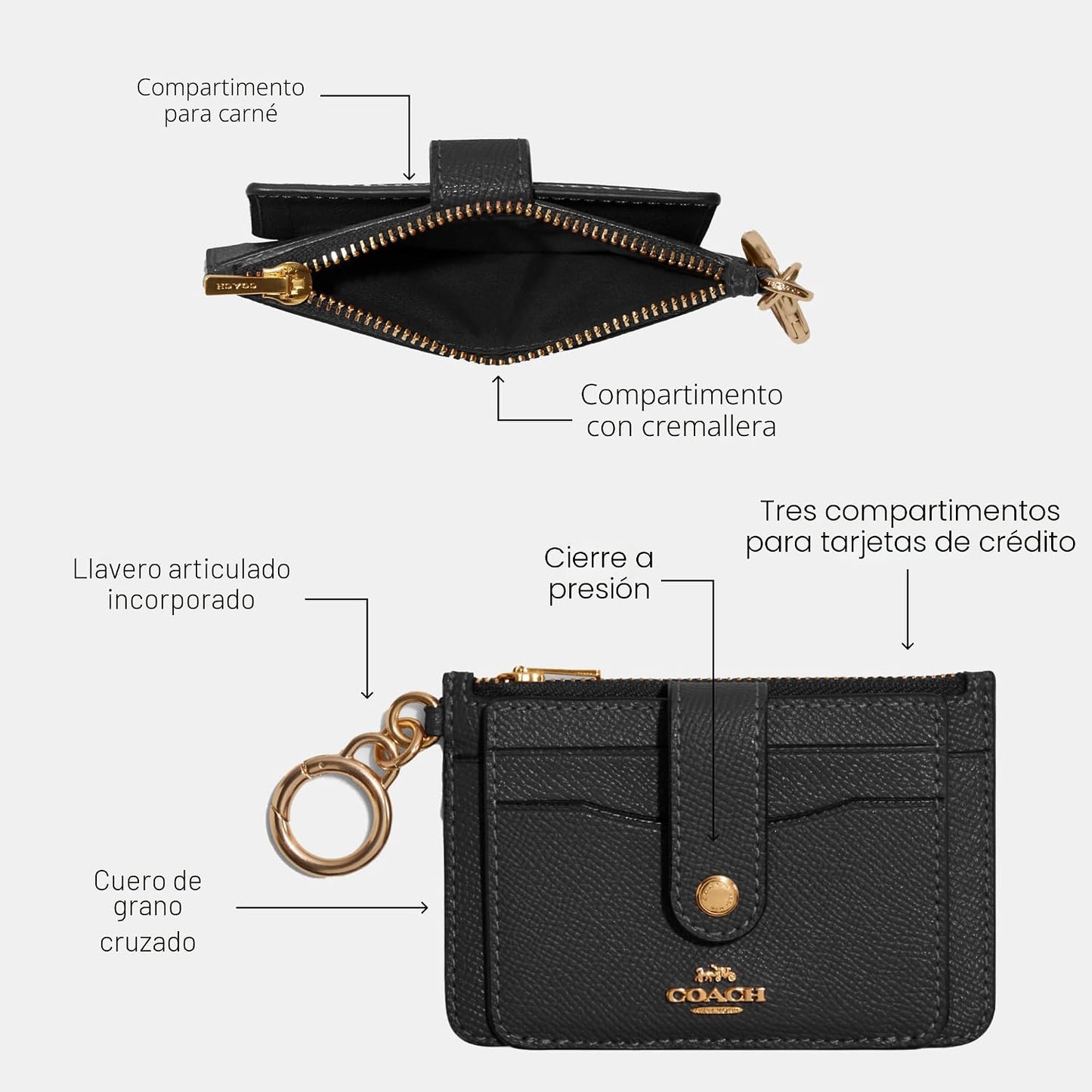 Cartera de mujer Coach de piel crossgrain con tarjetero