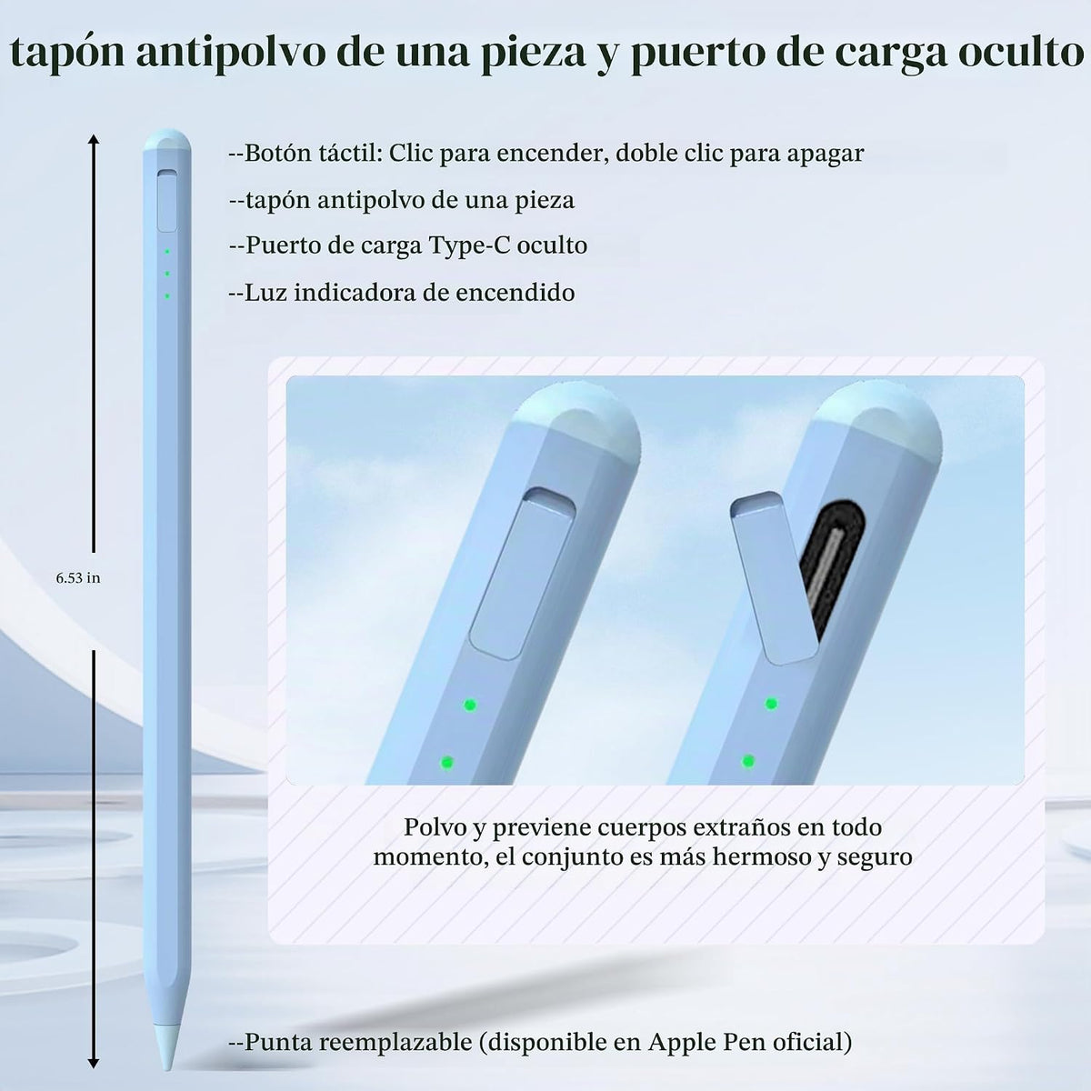 Pluma táctil para iPad 11 y 10ª generación, carga 14 minutos más rá...