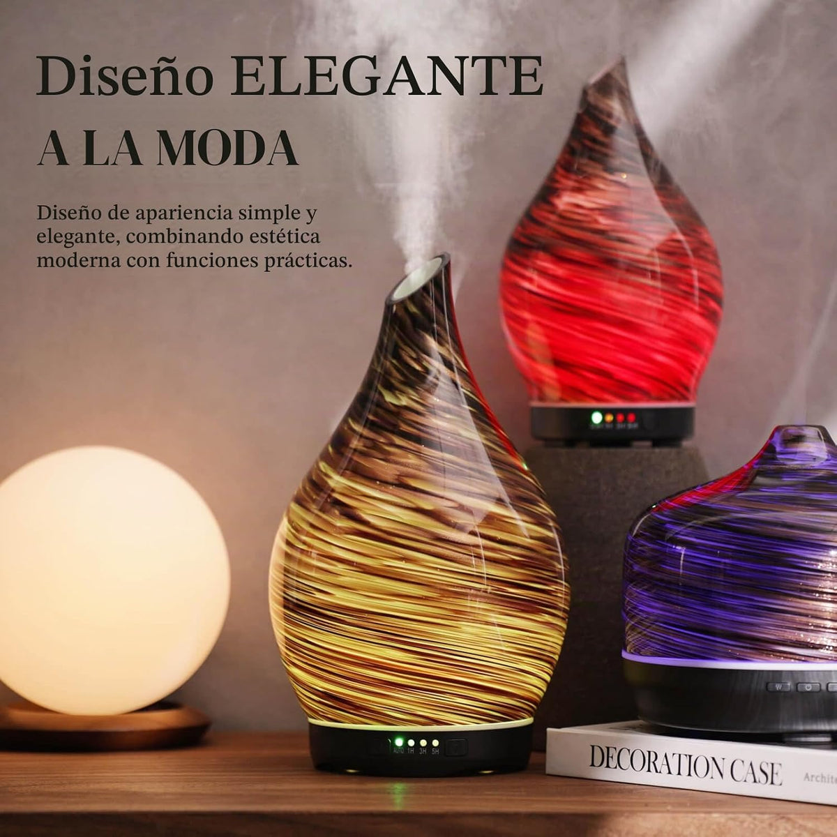 Porseme Difusor de aceite esencial de vidrio de 9.5 fl oz, difusor...