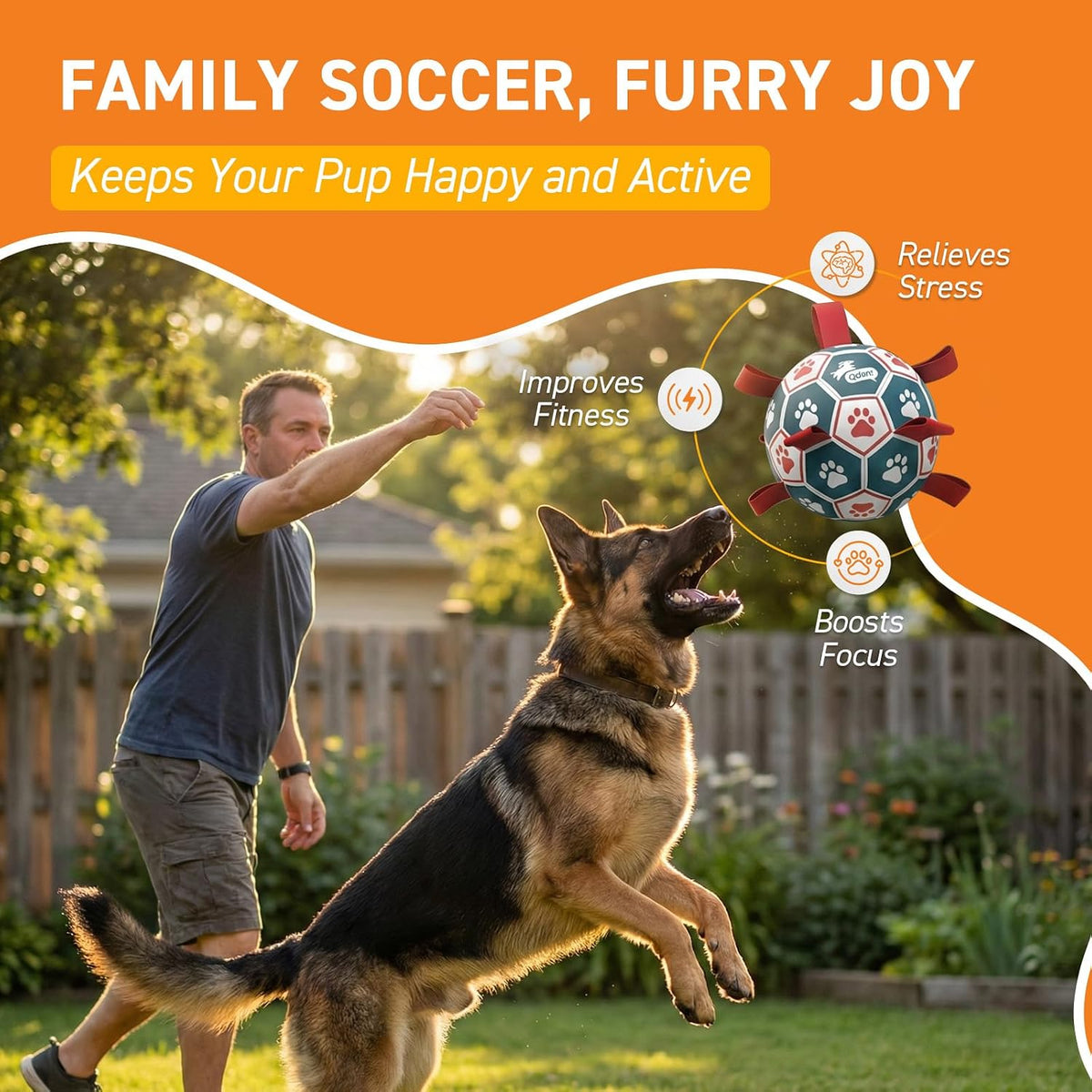 QDAN Balón de fútbol grande para perros con correas, pelotas grande...