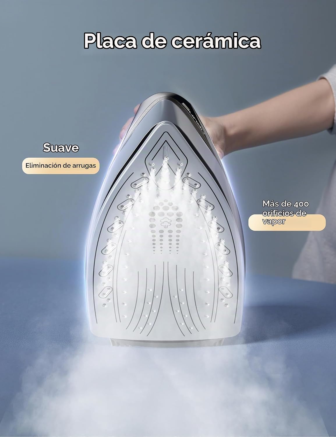 Sundu Plancha de vapor para ropa con suela revestida de cerámica de...