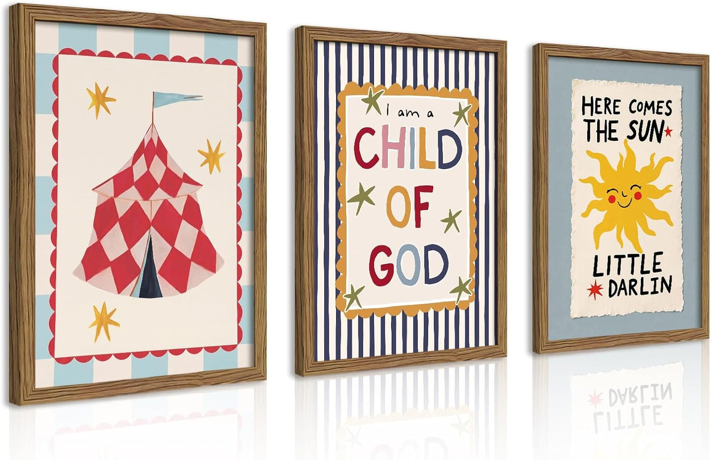 Juego de 3 lienzos enmarcados para pared de guardería cristiana, im...
