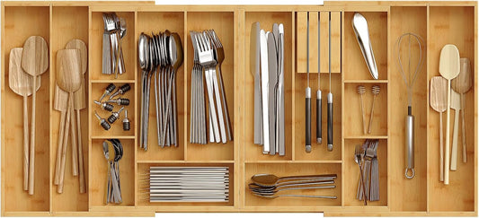 HOOBRO - Organizador grande de cubiertos de cocina, organizador de...