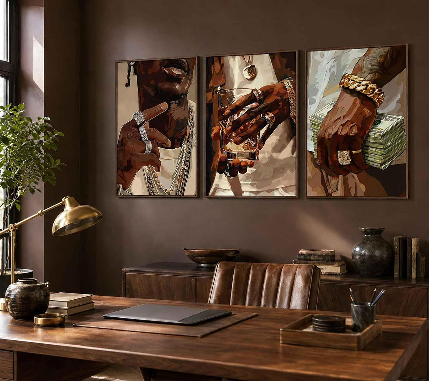 3 piezas de arte de pared de hombre negro afroamericano de moda, pó...