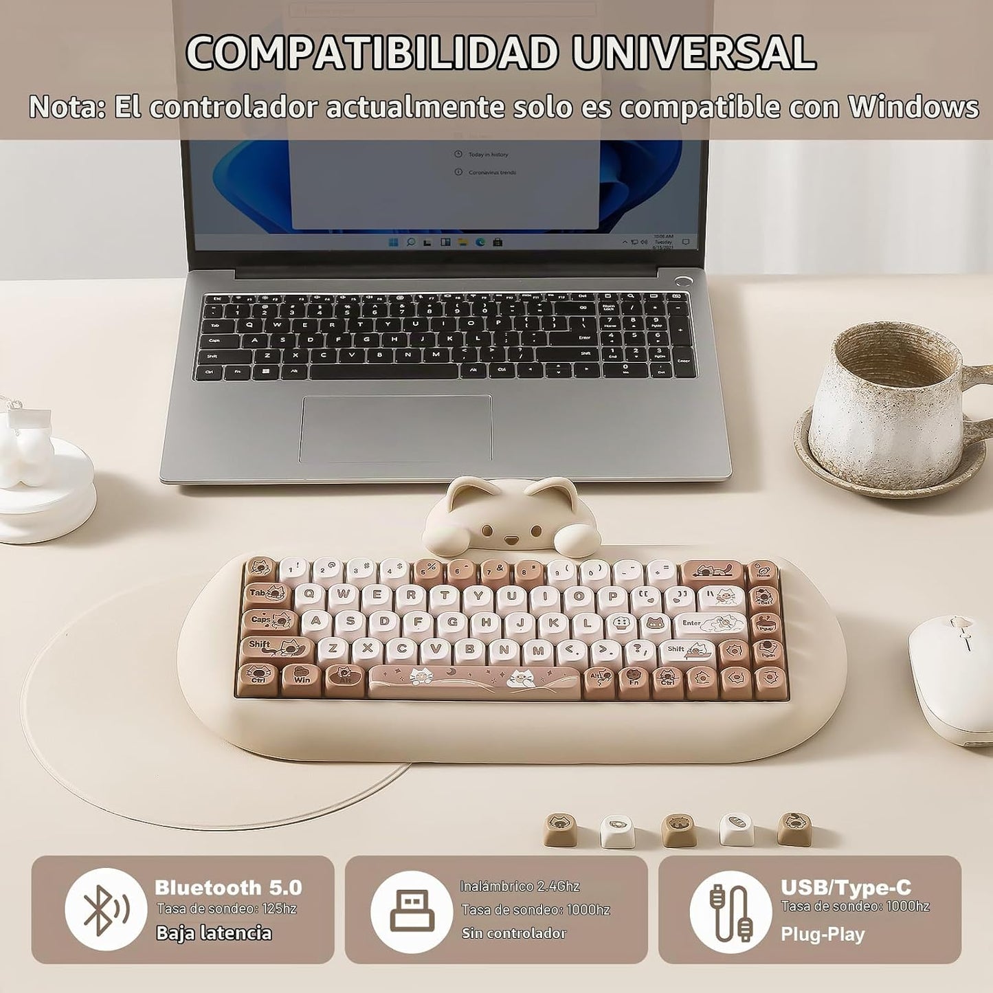 YUNZII C68 Teclado mecánico inalámbrico, diseño de 65%, cambio cali...