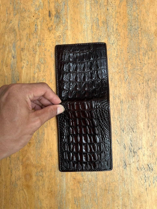 VIETDAVN Billeteras plegables de cocodrilo genuinas para hombres, b...
