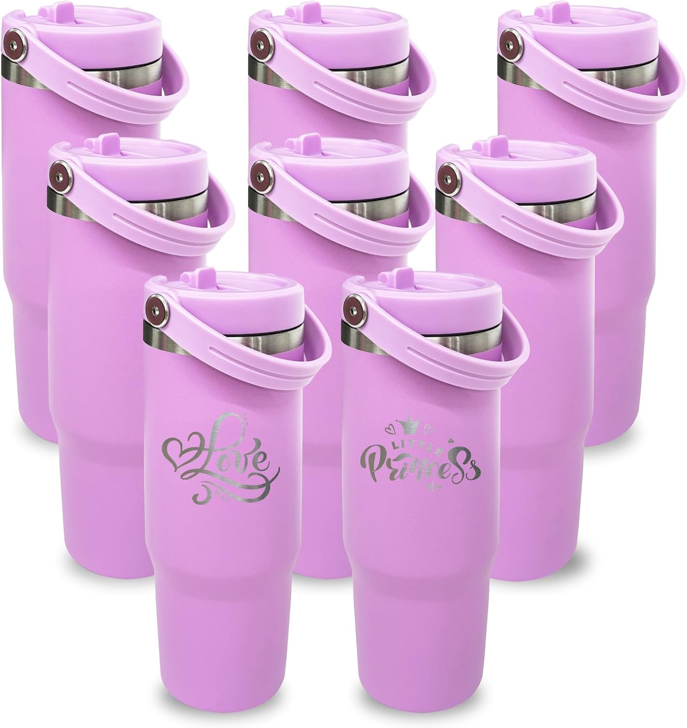 Vaso de 30 onzas con asa, vasos aislados al vacío de doble pared co...
