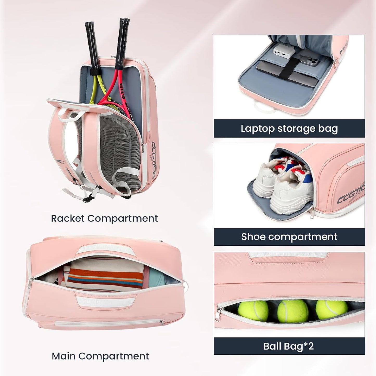 CCGTIOR Bolsa para Raqueta De Tenis Mochila Pickleball Padel con Co...