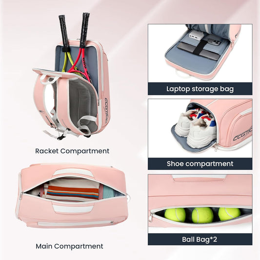 CCGTIOR Bolsa para Raqueta De Tenis Mochila Pickleball Padel con Co...
