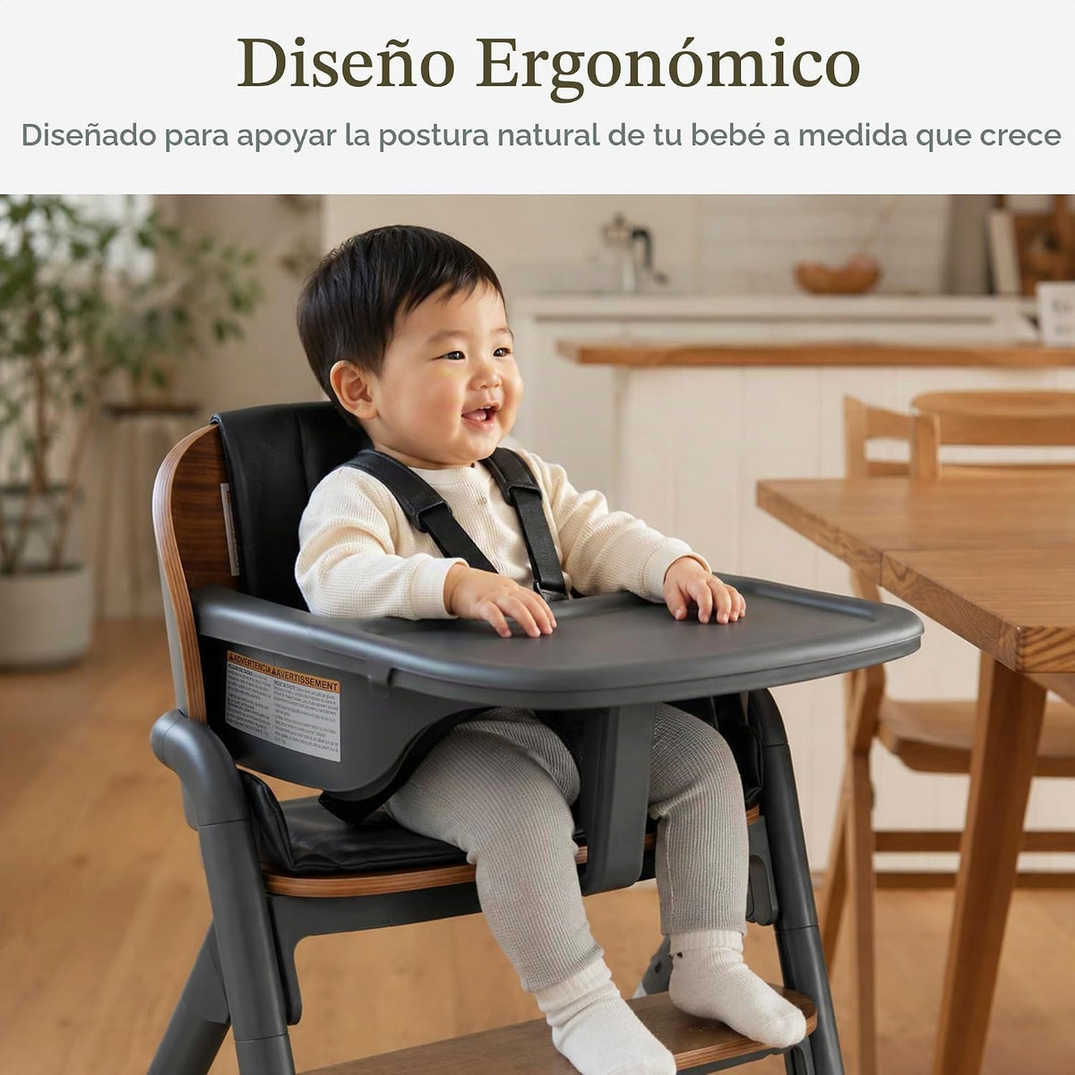 Evolur Step and Savor - Silla alta convertible de madera para bebé,...