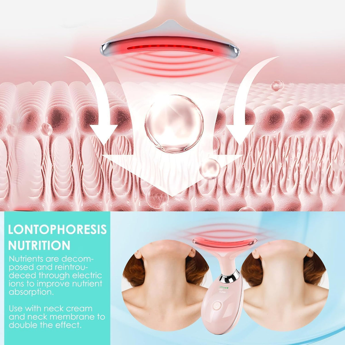 Doset - Masajeador con terapia de luz roja para rostro y cuello, va...