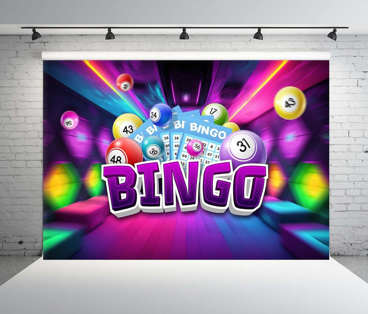 Loccor Telón de fondo de bingo de tela de 10 x 8 pies, juego noctur...