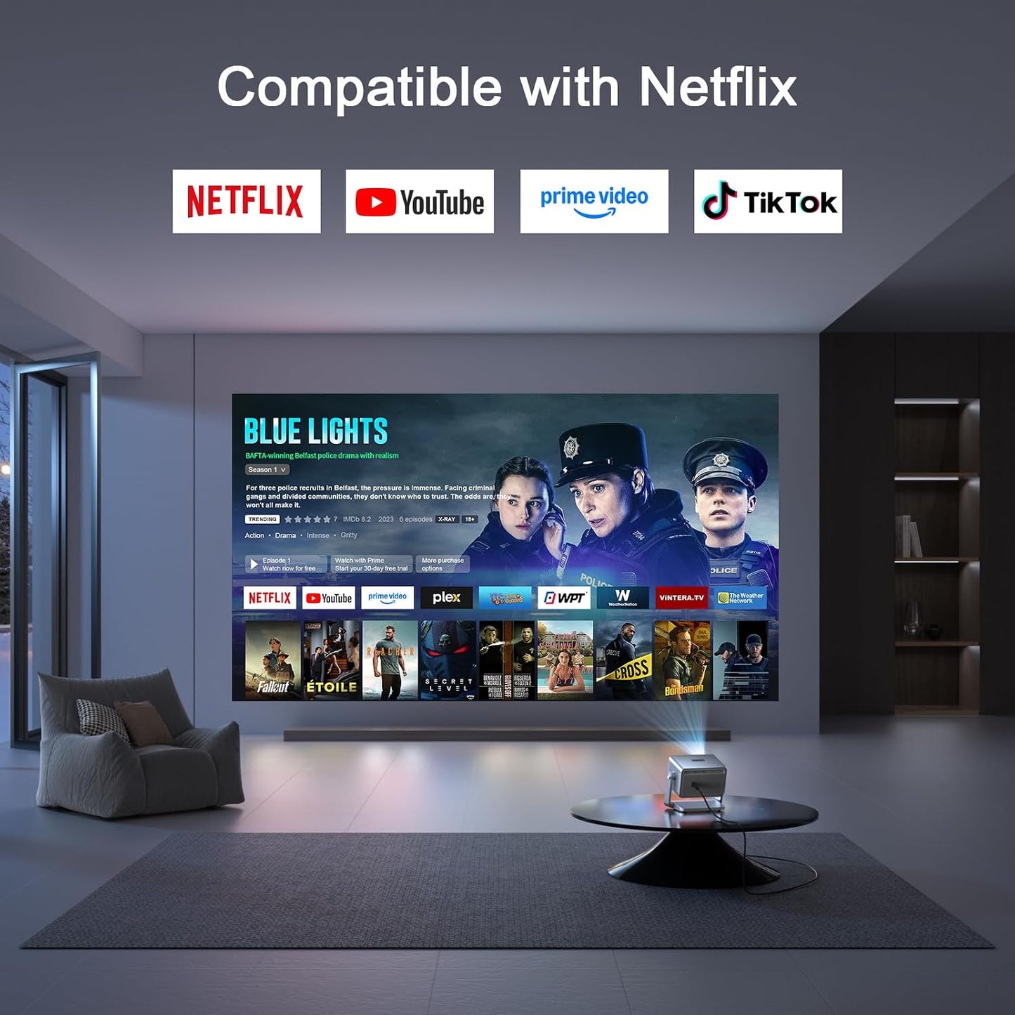 [4600 ANSI y ahora con Netflix] Proyector 4K con WiFi y Bluetooth,...