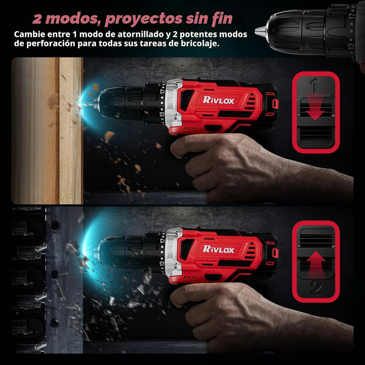 Juego de taladro inalámbrico de 20 V, taladro eléctrico inalámbrico...