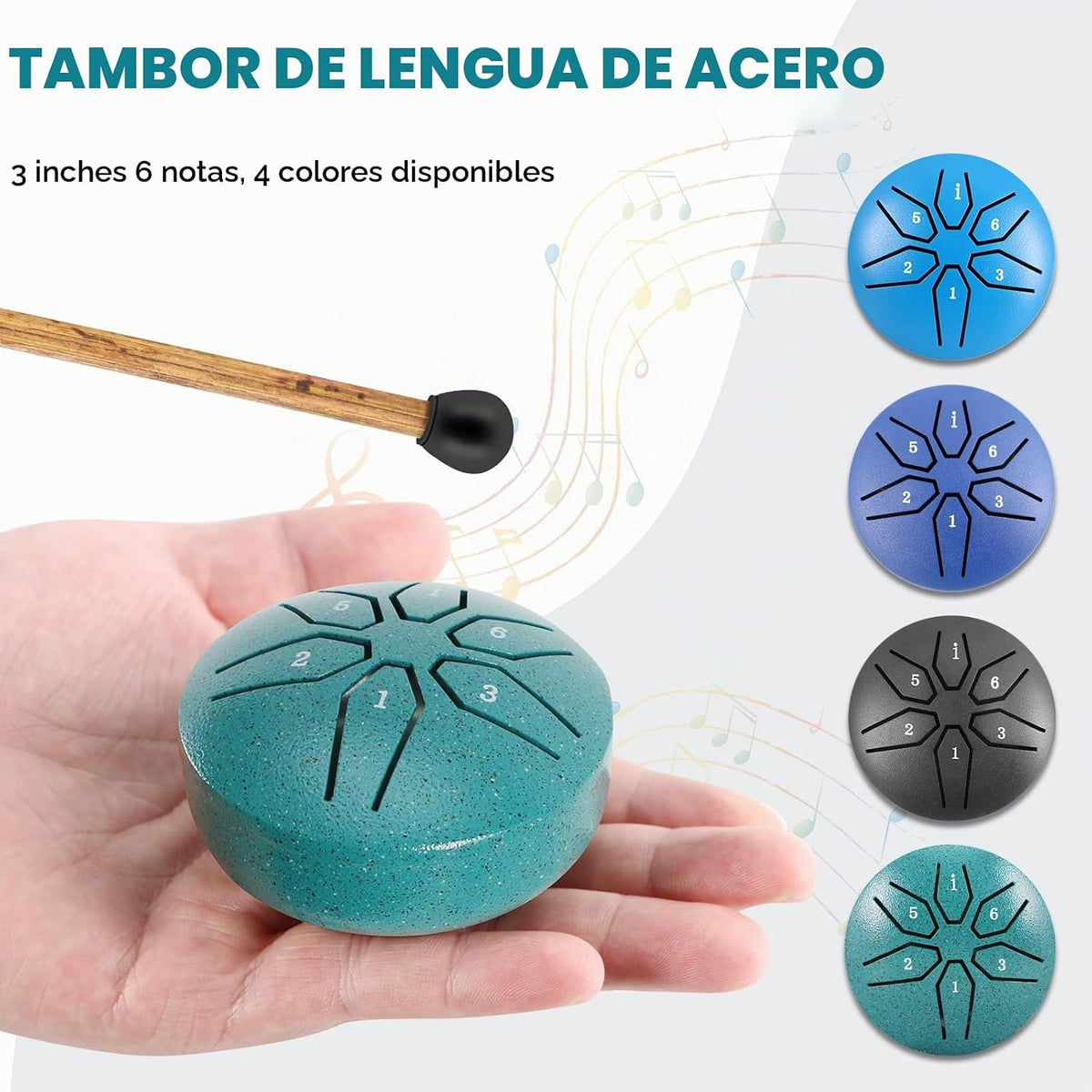 EASTROCK Mini Tambor de Lengua de Acero para Niños de 3 Pulgadas, 6...