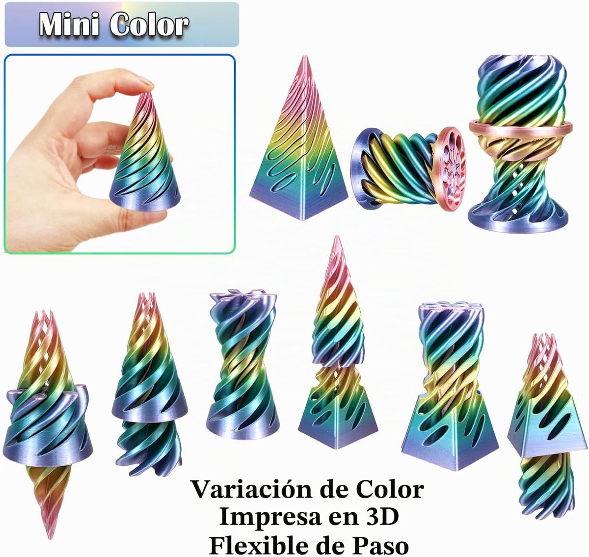 3 piezas 3D impreso pirámide imposible passthrough escultura, cono...