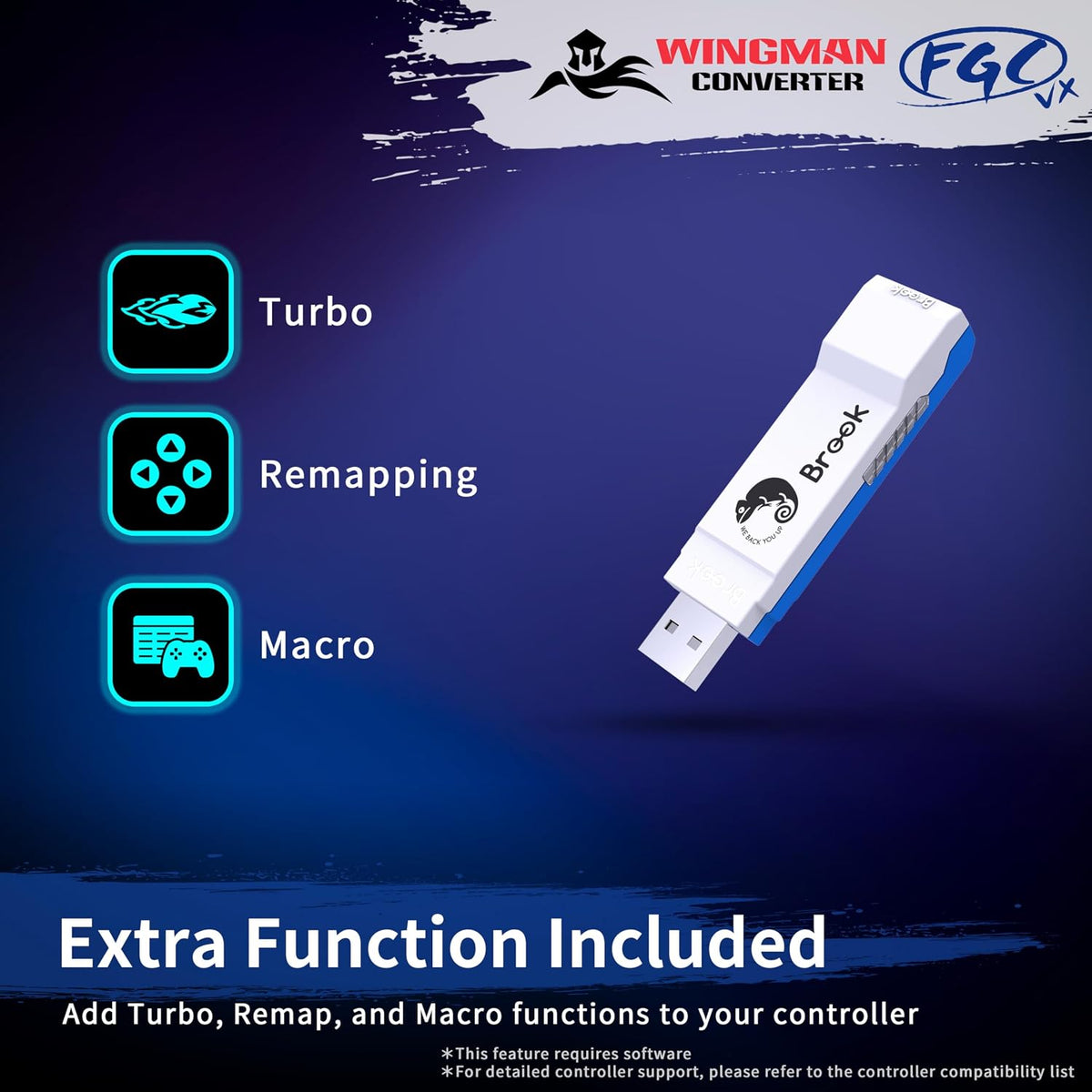 Brook Wingman FGC VX Arcade Controller Converter para PS5\/PS4\/PC...