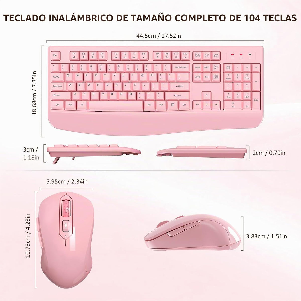 EDJO - Combo de teclado y mouse inalámbricos, USB Plug &amp; Play (...