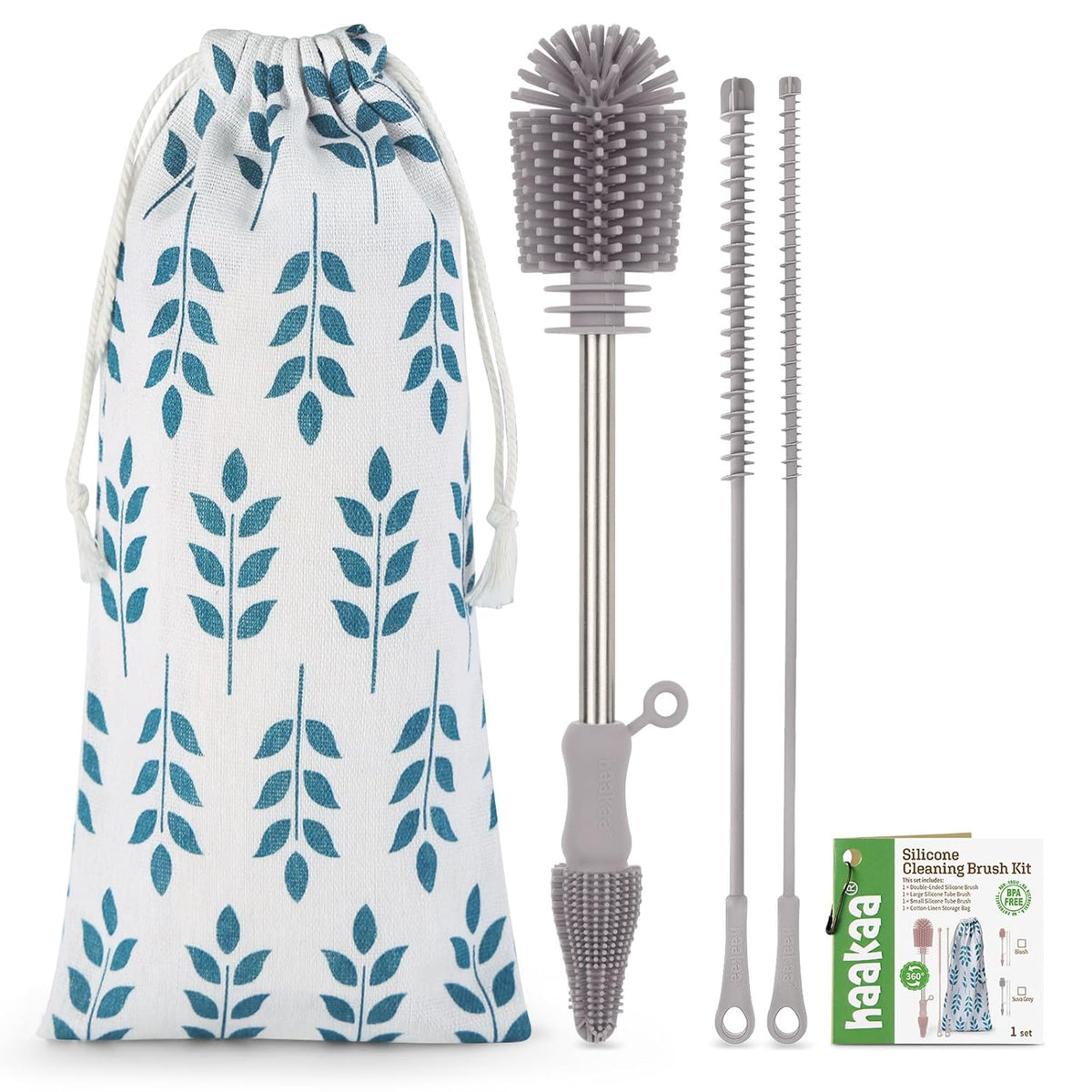 haakaa Kit de cepillos de limpieza de silicona - SUVA Gris - Cepill...