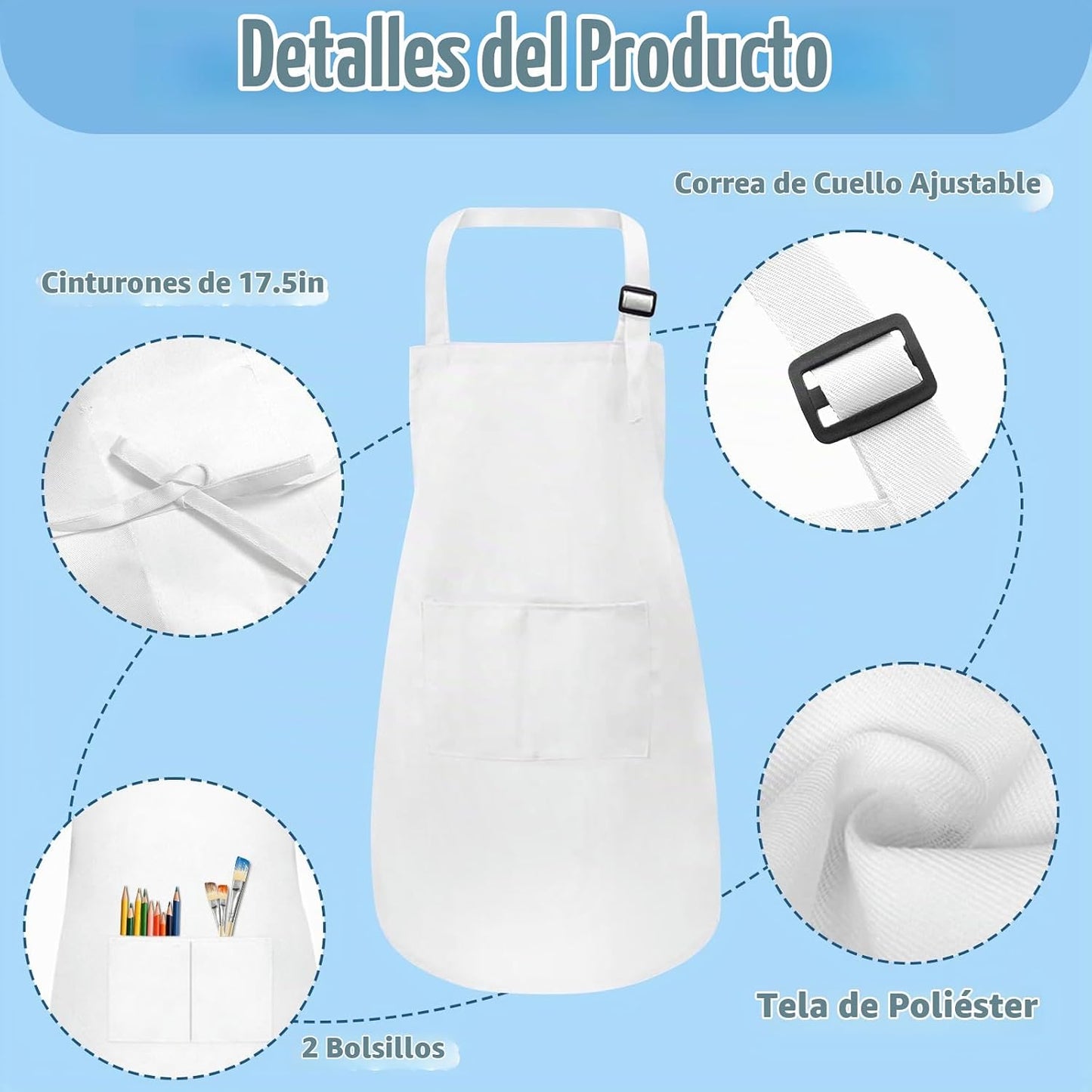 ZLEVEAYN Paquete de 30 delantales infantiles a granel con bolsillos...