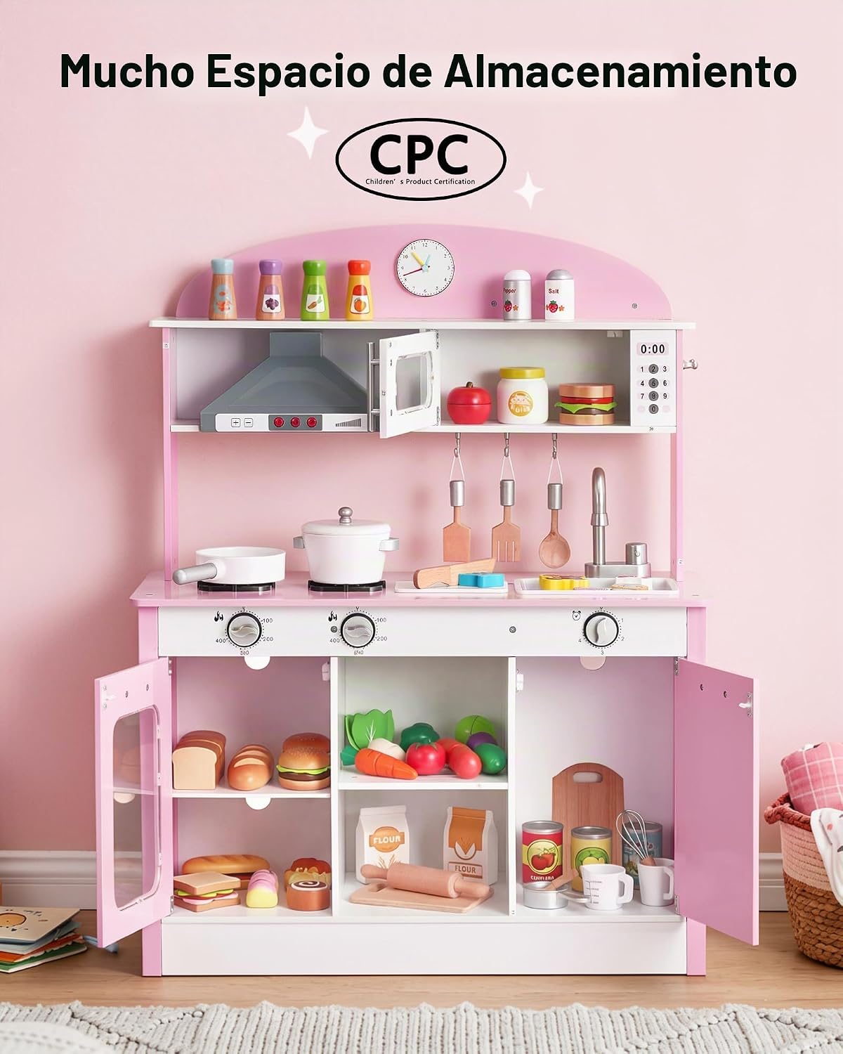 VEVOR Juego de cocina para niños, de madera, juego de cocina para n...