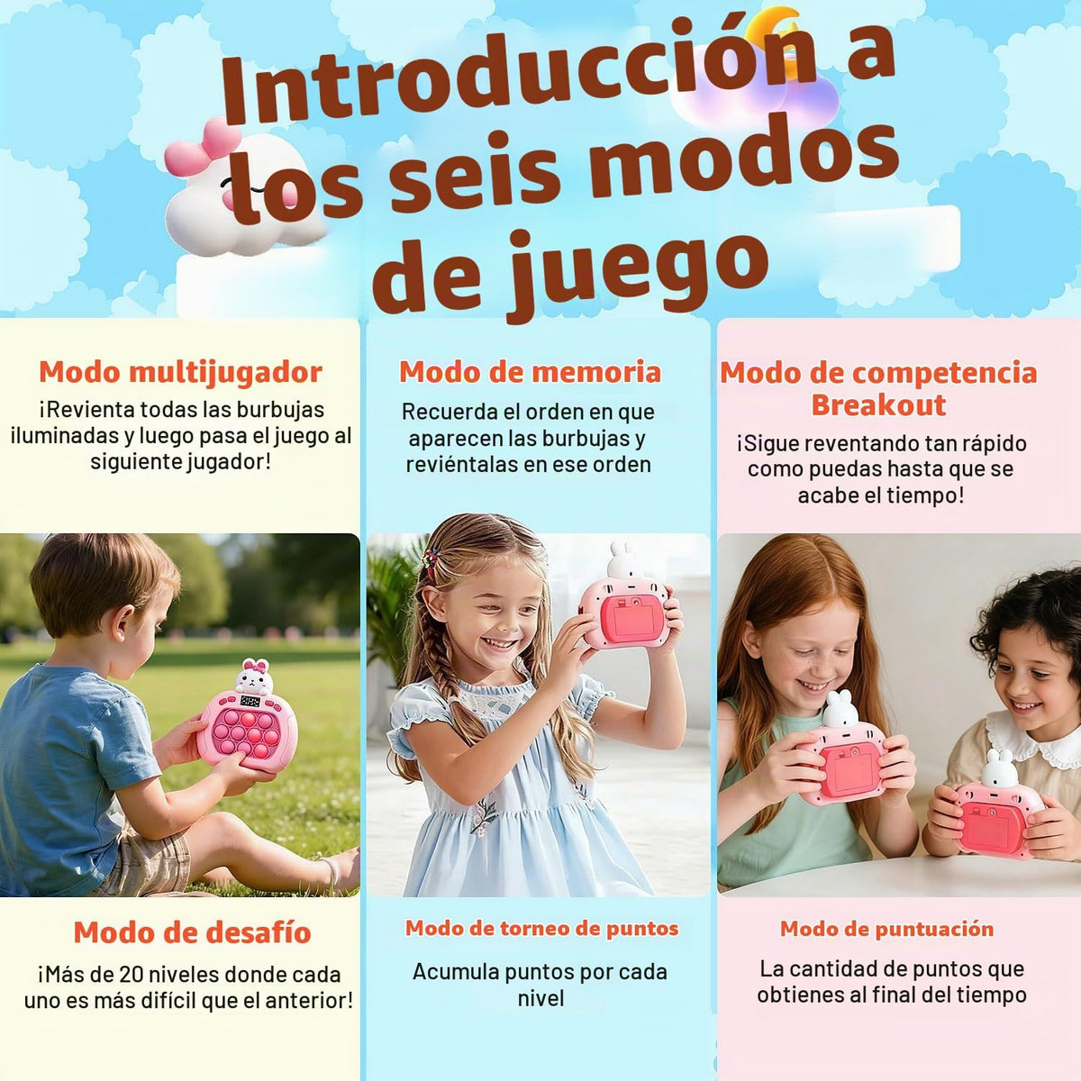 Lesipee Consola de juegos de empuje rápido para niños, juguete de b...