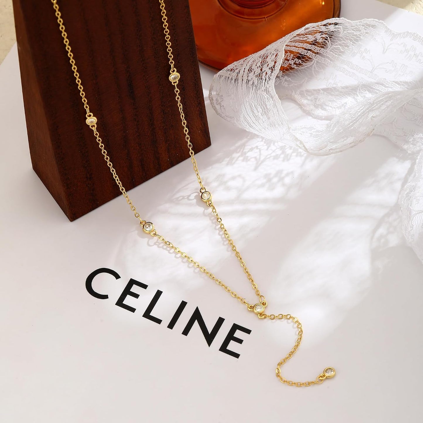 Remmocy Collar de oro y plata para mujer, chapado en oro de 14 quil...