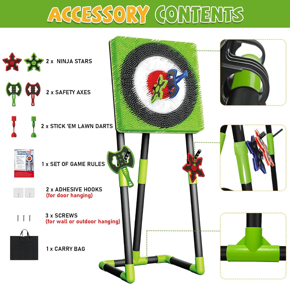 Juego de lanzamiento de hacha para patio trasero \u2013 Kit de tiro...