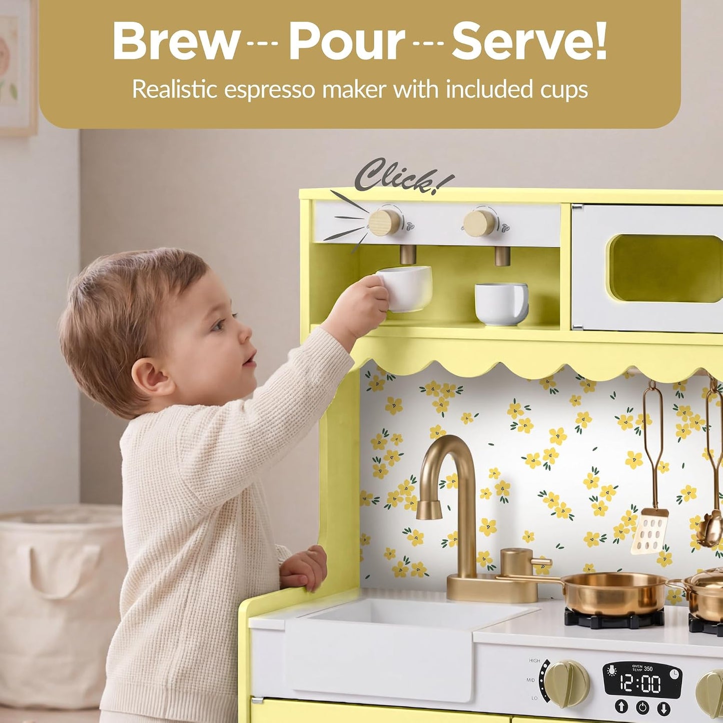 Best Choice Products Juego de cocina para niños, estilo cabaña, jue...