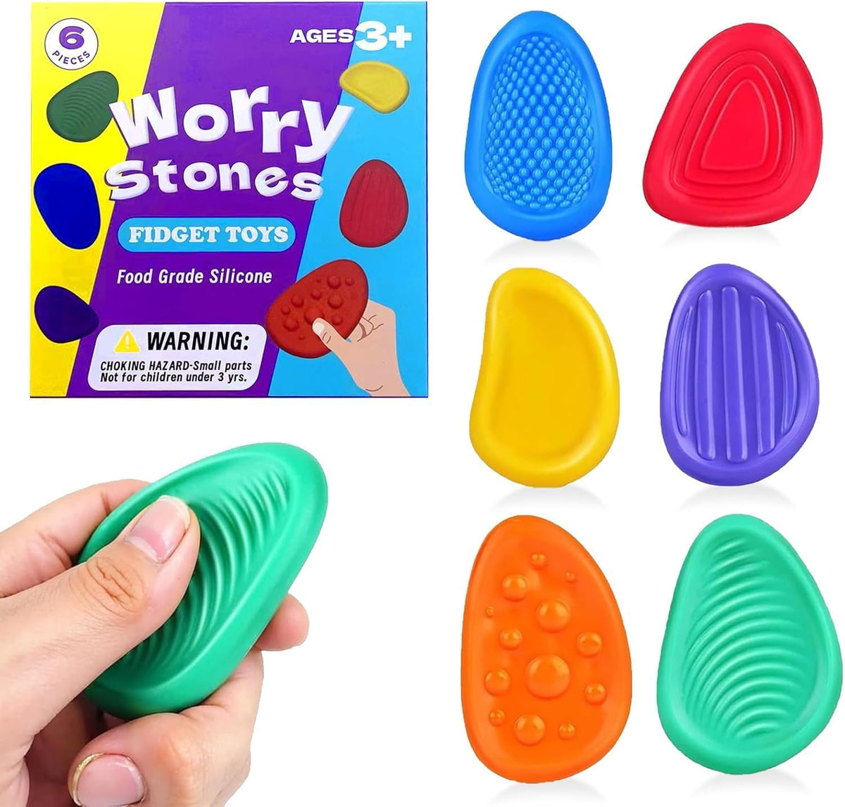 Piedras de preocupación para la ansiedad, juguetes para adultos, pi...
