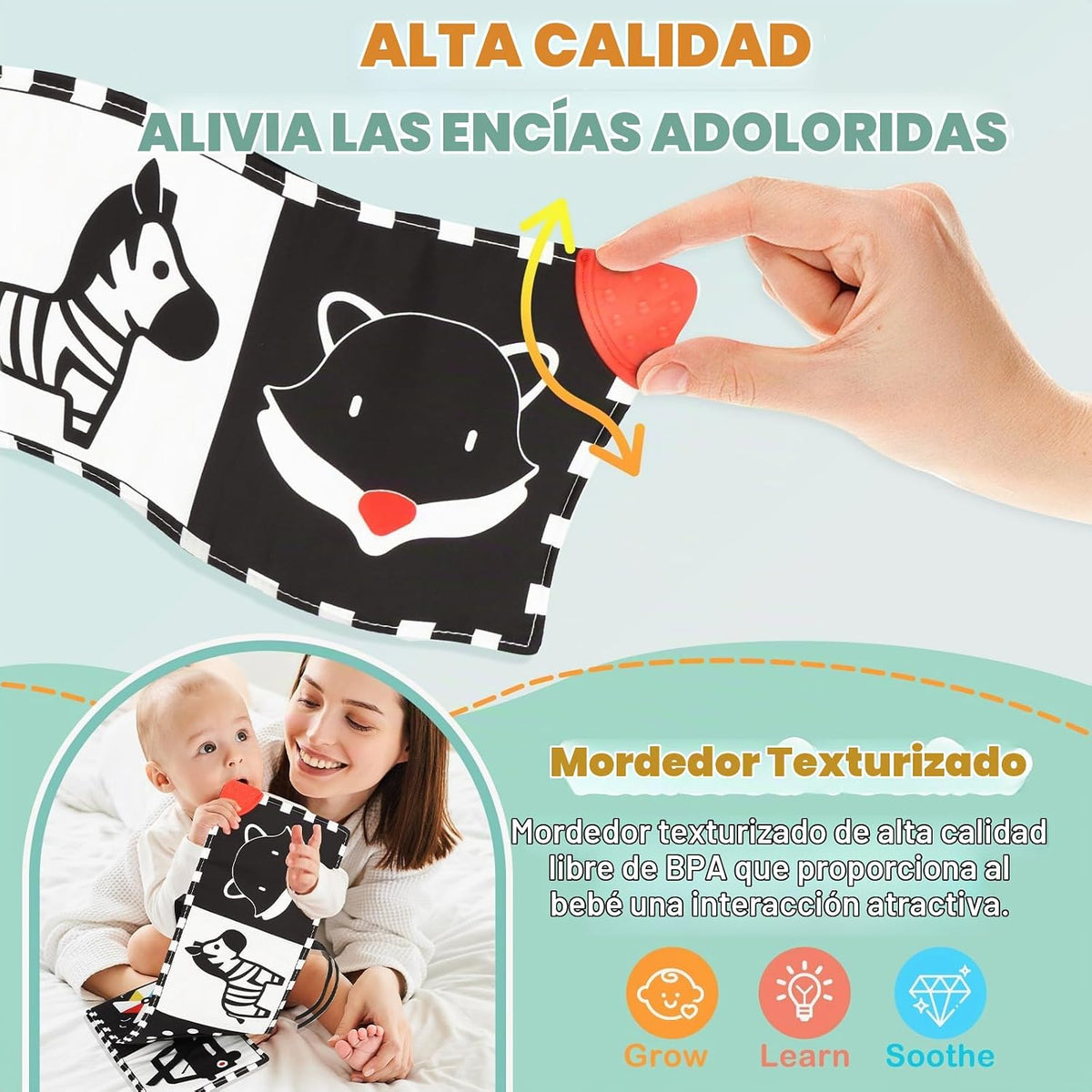 BBWOO Juguetes de alto contraste para bebés recién nacidos, juguete...